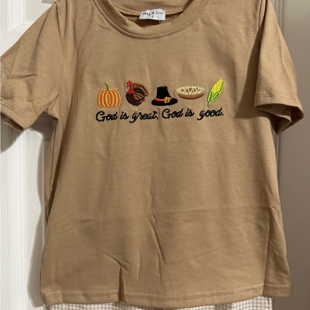 NWT God is Great, God is Good Thanksgiving Outfit - Picture 3 of 8